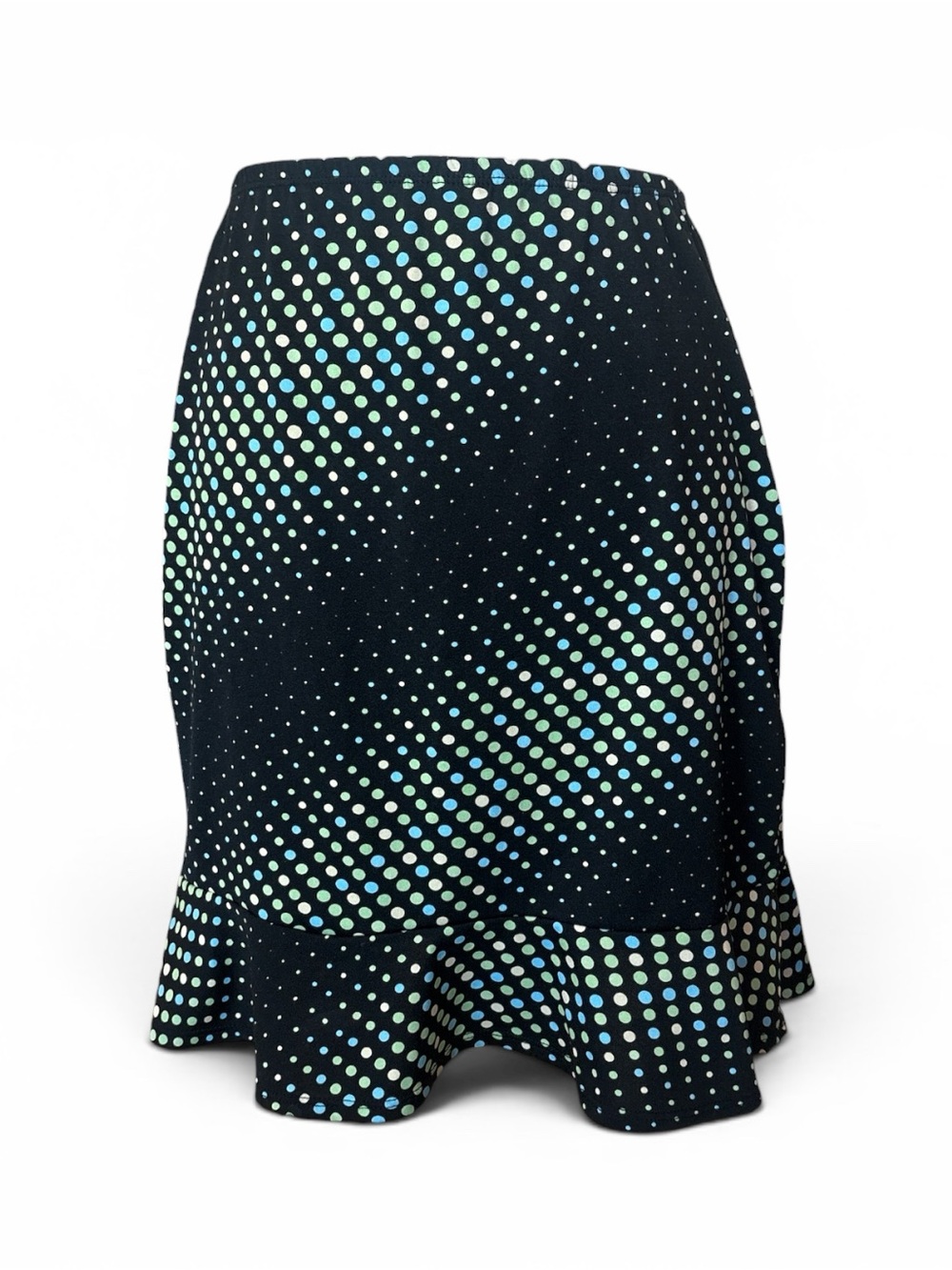 Y2K My Michelle Black Midi Skirt with Green & Blue Polka Dots